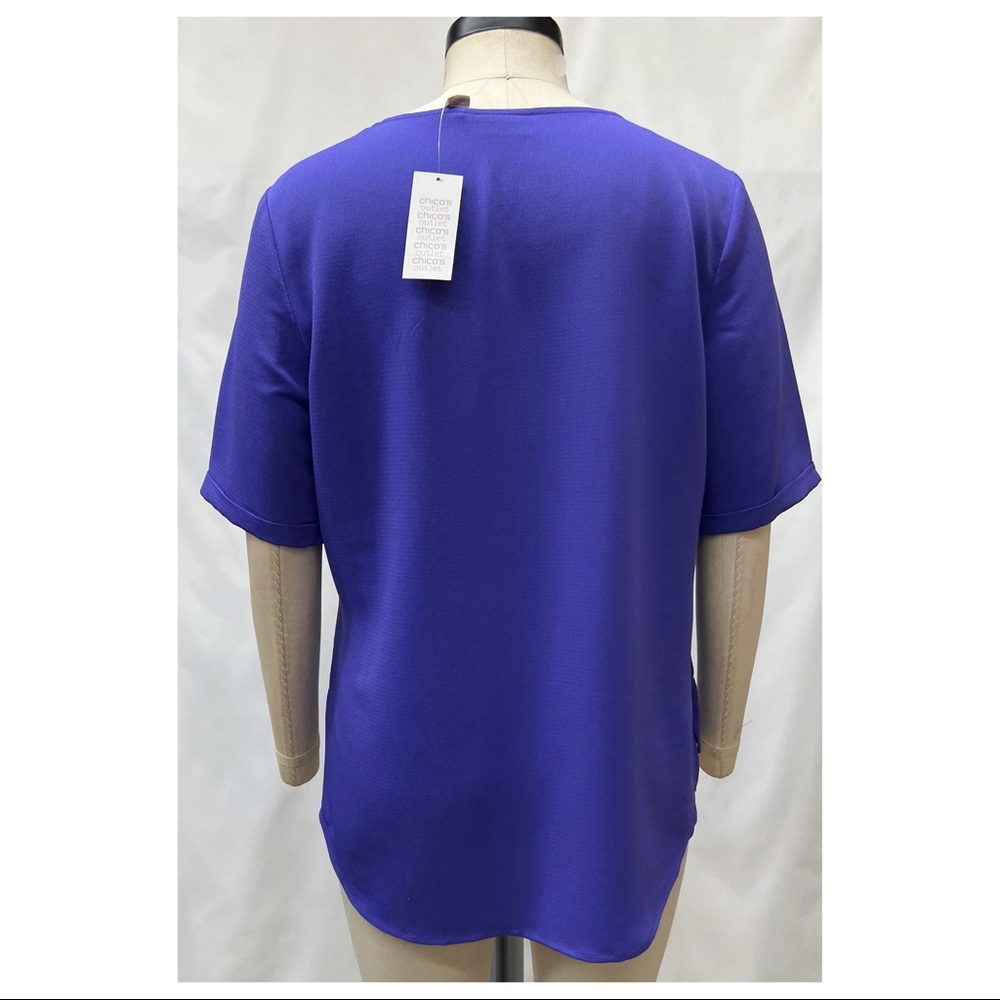 Chico's Purple Pullover High Low 3/4 Sleeve Blouse - Picture 4 of 14